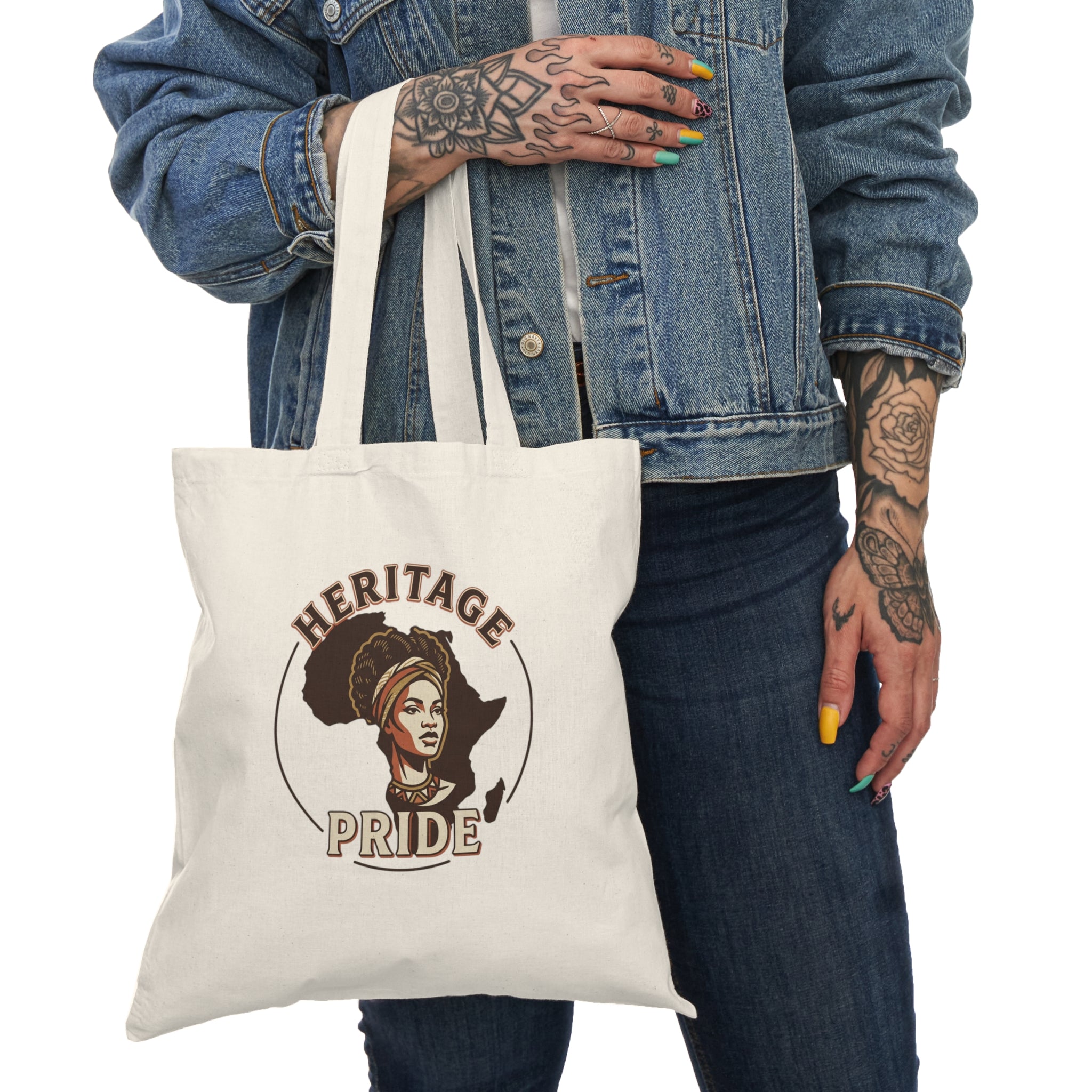 Heritage Pride Tote Bag — African Roots Illustration Cotton Shopper